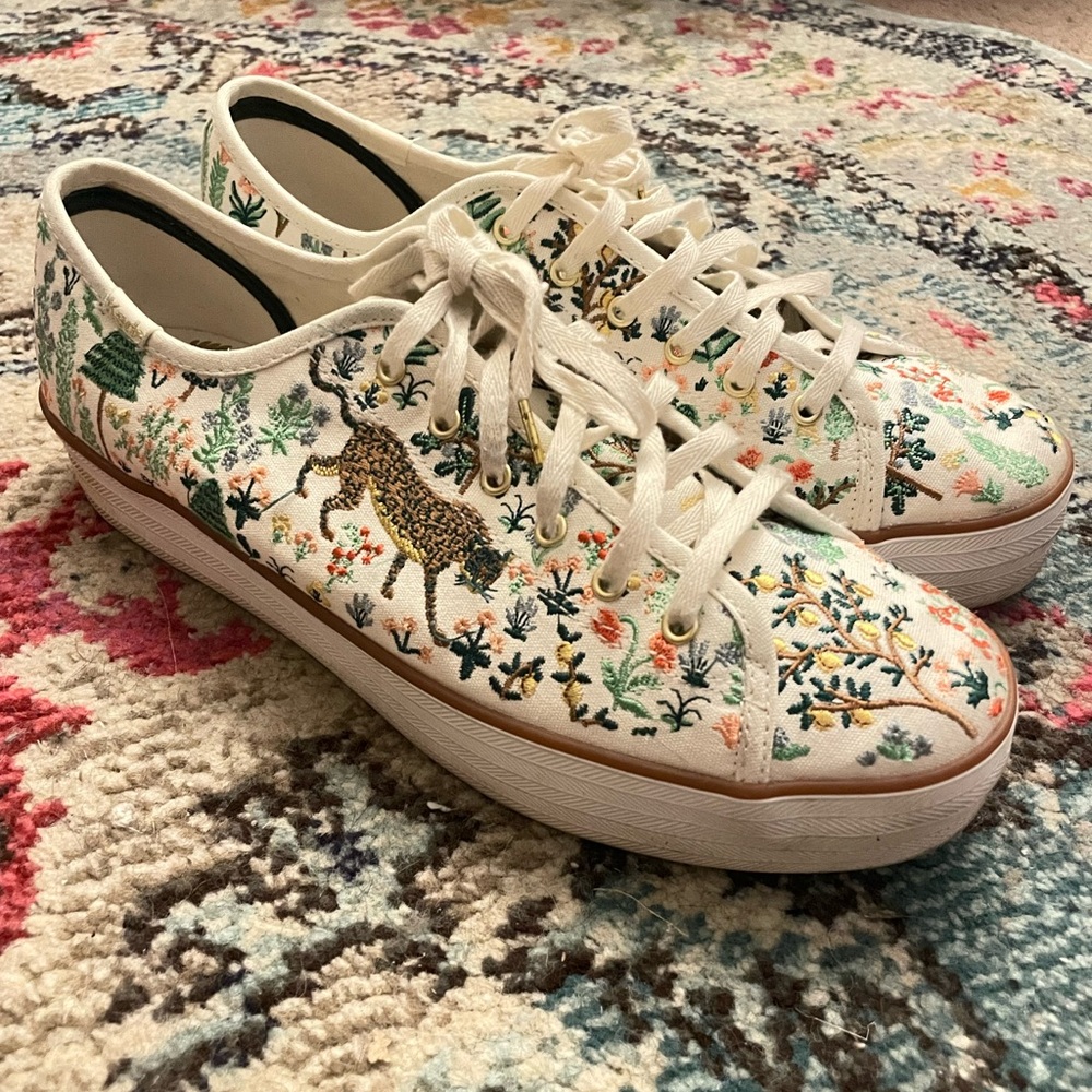 Keds X Rifle Paper Co. Embroidered Canvas Platform Sneakers